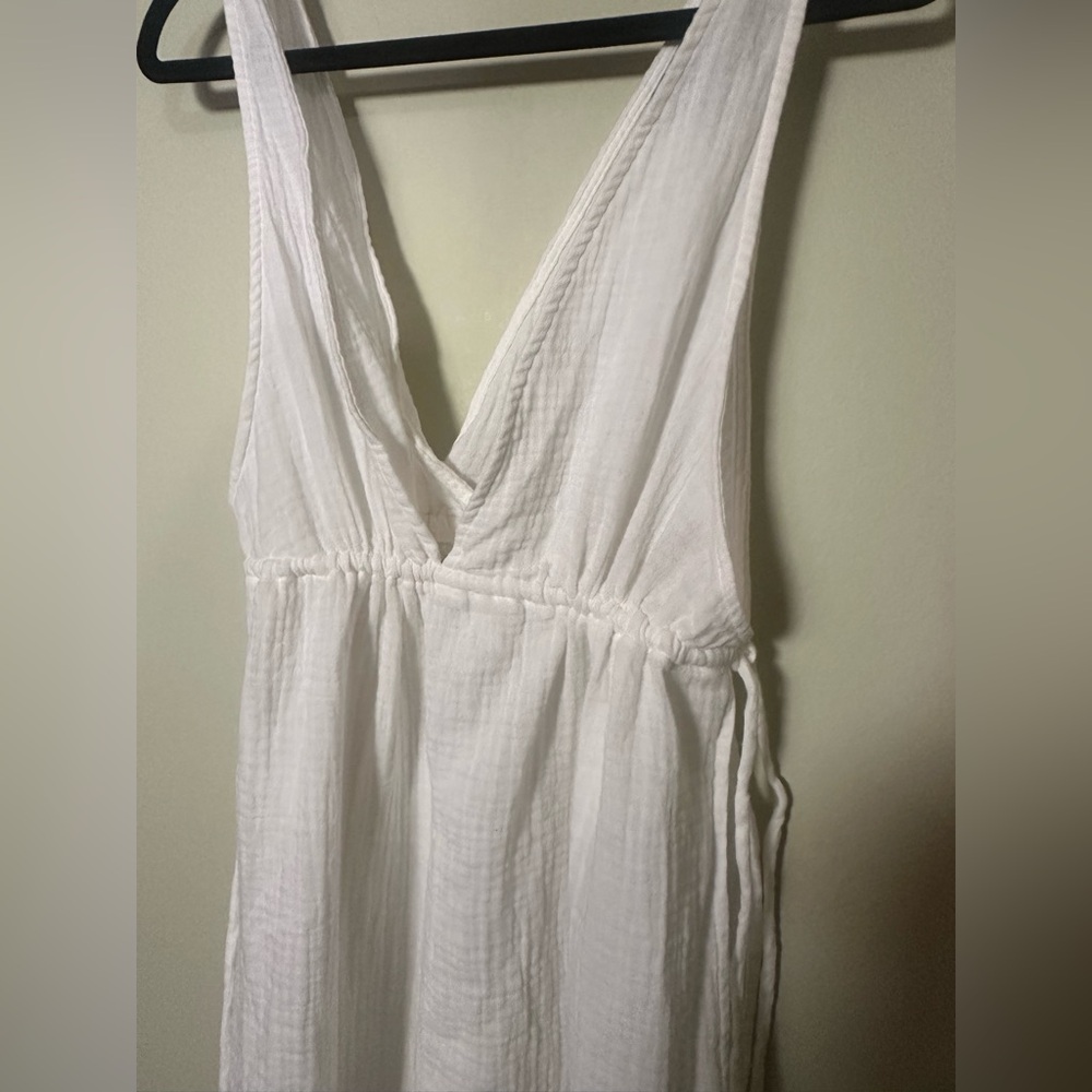 Shade & Shore White Gauze Tunnel-Waist Midi Cover-Up Dress – Size Small - Picture 7 of 12